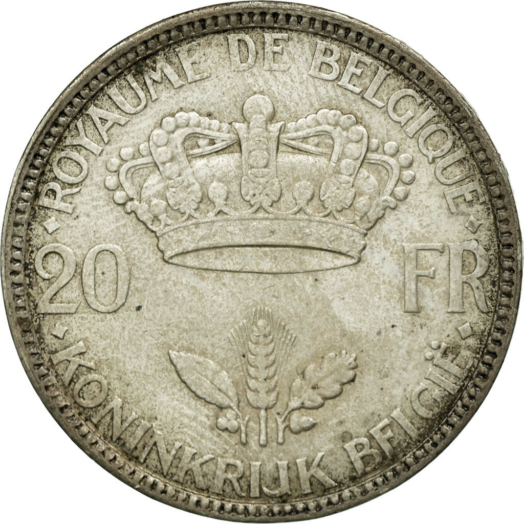 Coin, Belgium, 20 Francs, 20 Frank, 1935, AU(50-53), Silver, KM:105