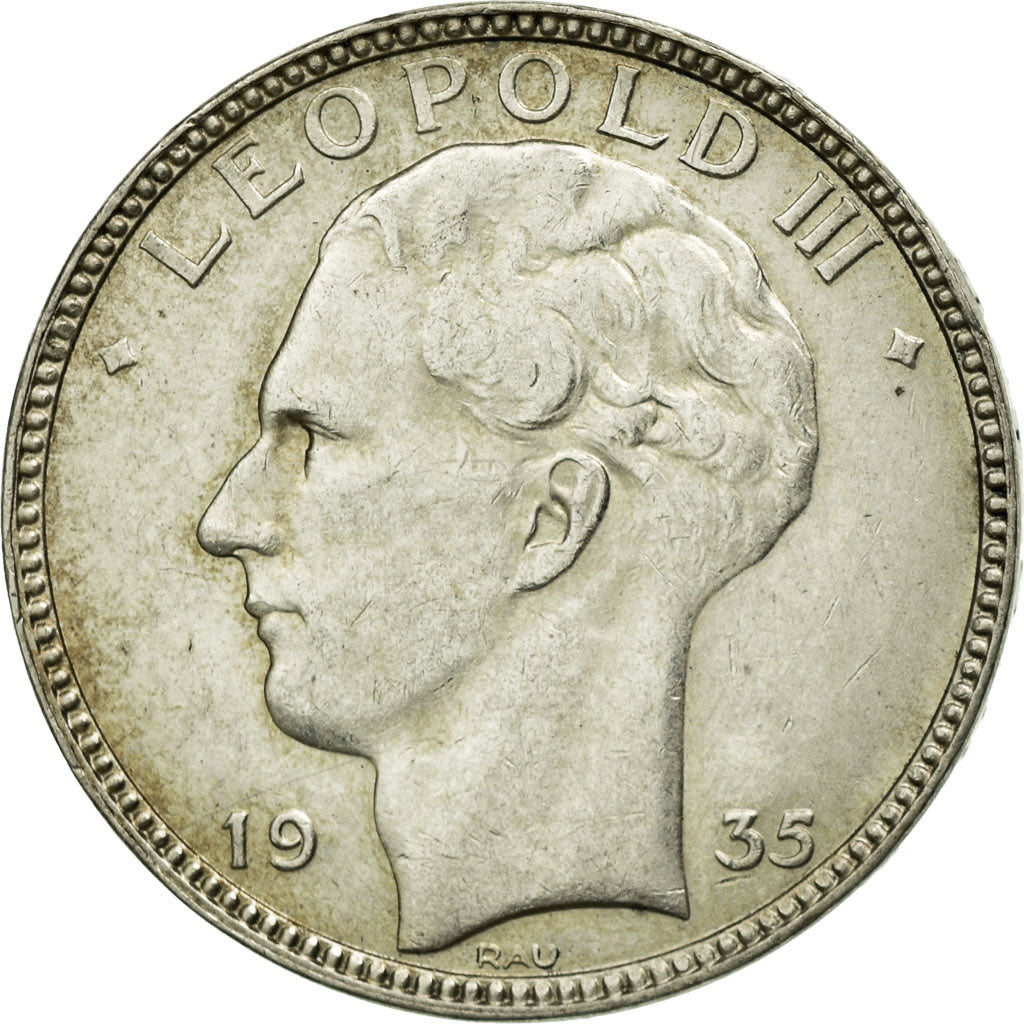 Coin, Belgium, 20 Francs, 20 Frank, 1935, AU(50-53), Silver, KM:105