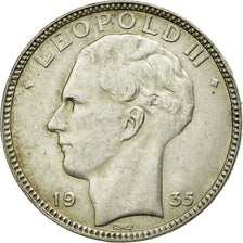 Coin, Belgium, 20 Francs, 20 Frank, 1935, AU(50-53), Silver, KM:105