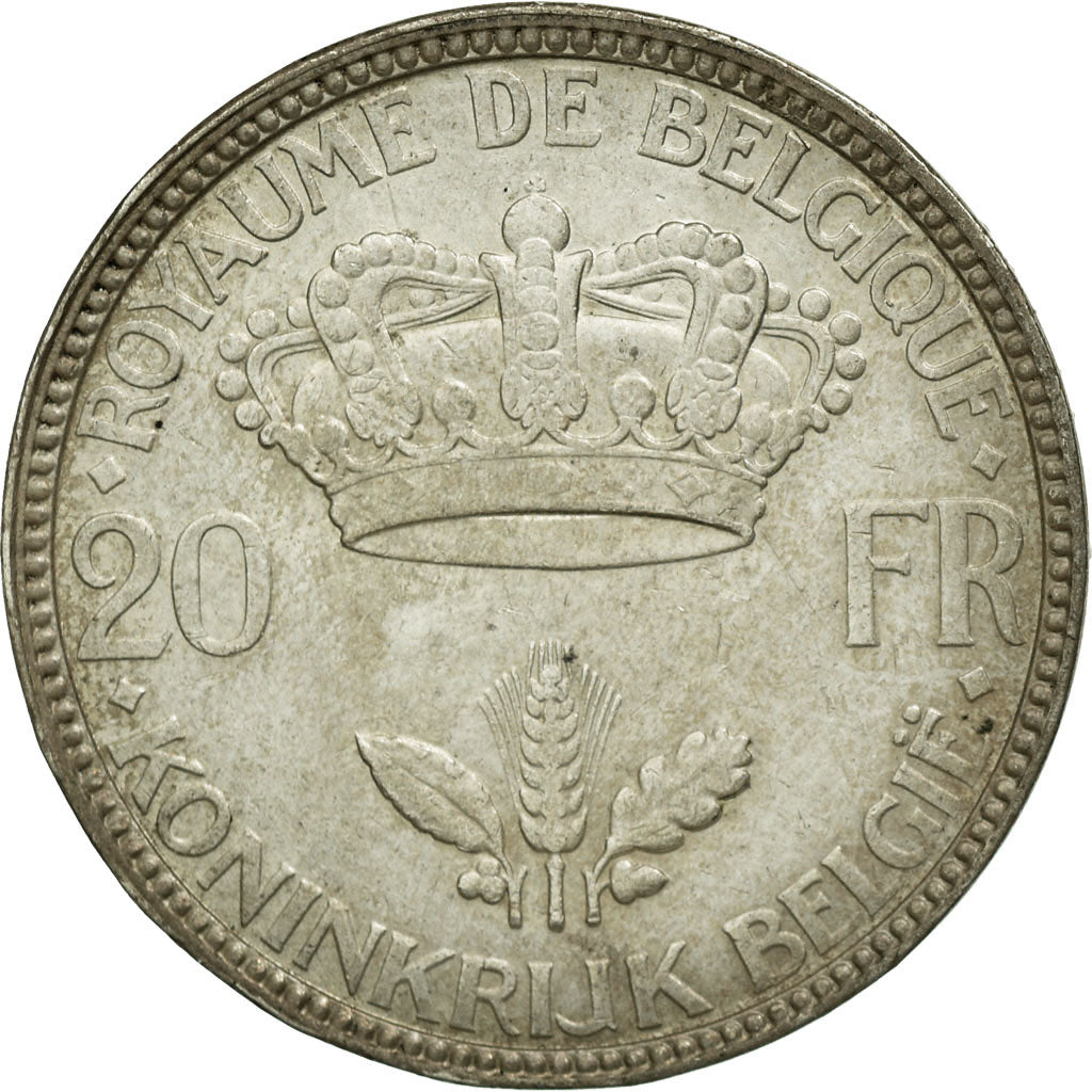 Coin, Belgium, 20 Francs, 20 Frank, 1935, AU(50-53), Silver, KM:105