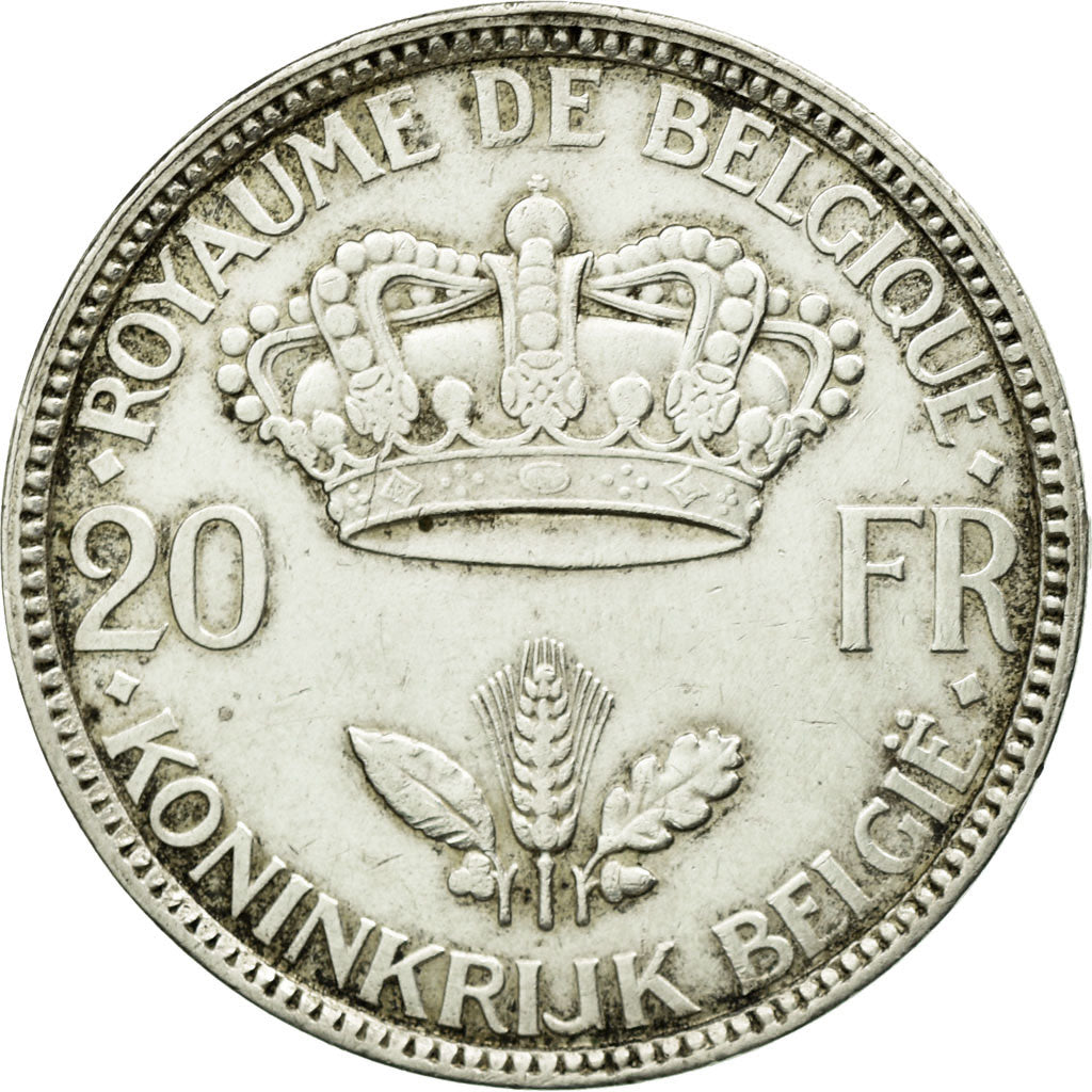 Coin, Belgium, 20 Francs, 20 Frank, AU(50-53), Silver, KM:105