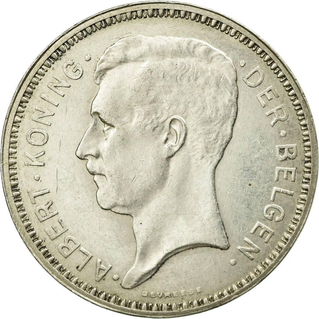 Coin, Belgium, 20 Francs, 20 Frank, 1934, AU(55-58), Silver, KM:104.1