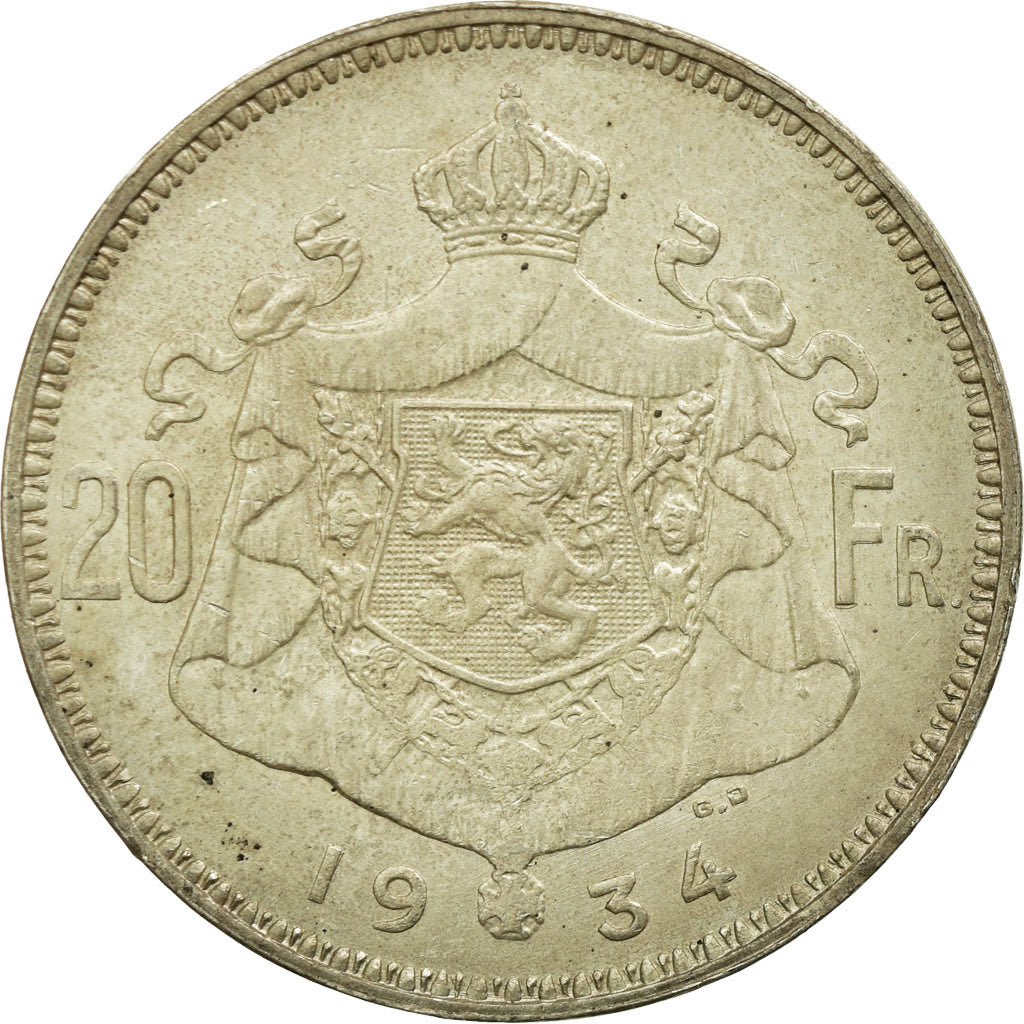 Monnaie, Belgique, 20 Francs, 20 Frank, 1934, SUP, Argent, KM:104.1