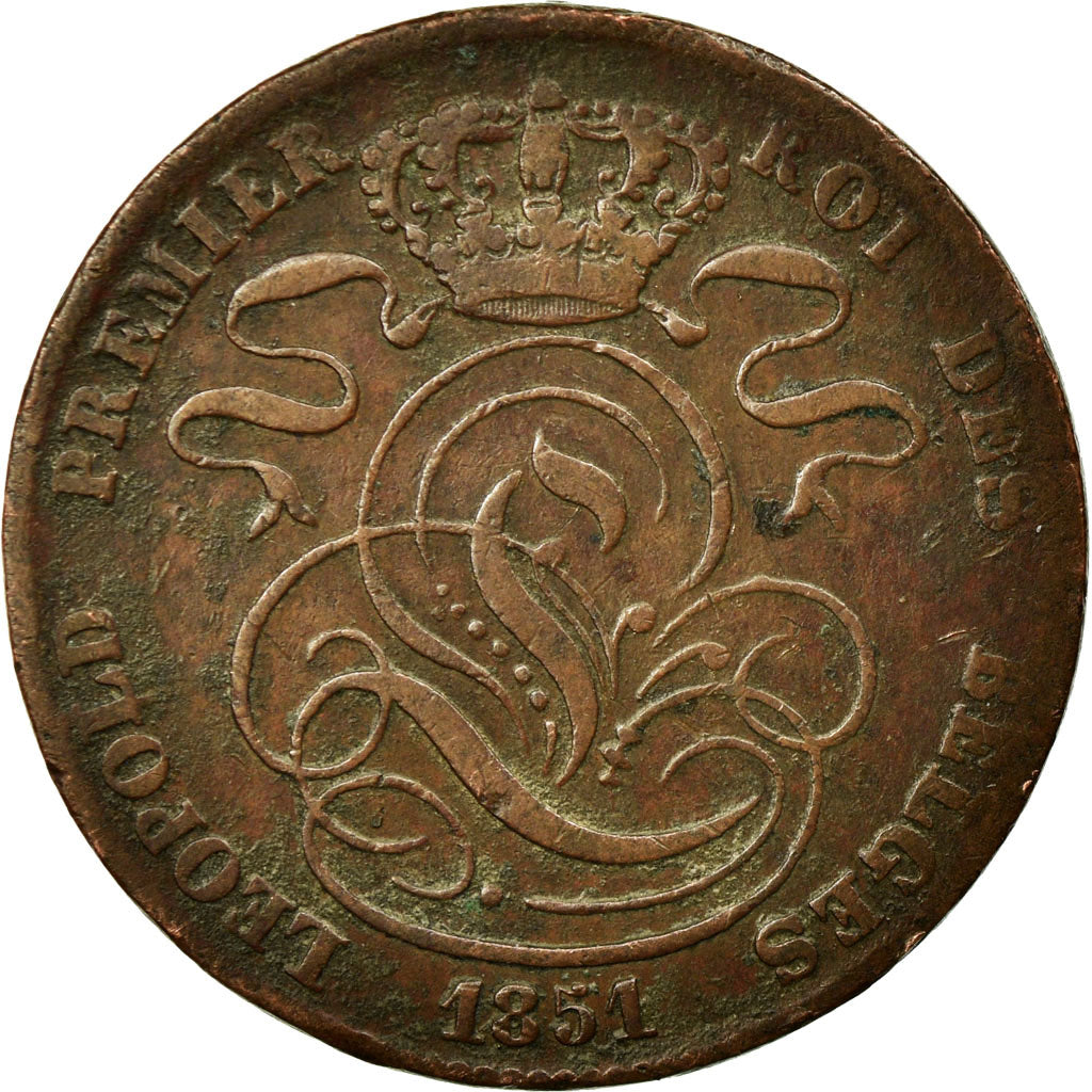 Moneta, Belgia, Leopold I, 5 Centimes, 1851, EF(40-45), Miedź, KM:5.1