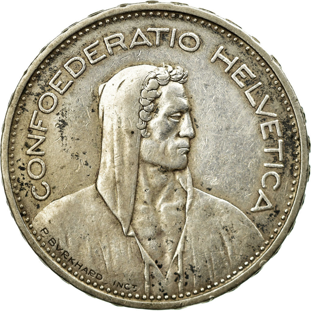 Coin, Switzerland, 5 Francs, 1933, Bern, EF(40-45), Silver, KM:40