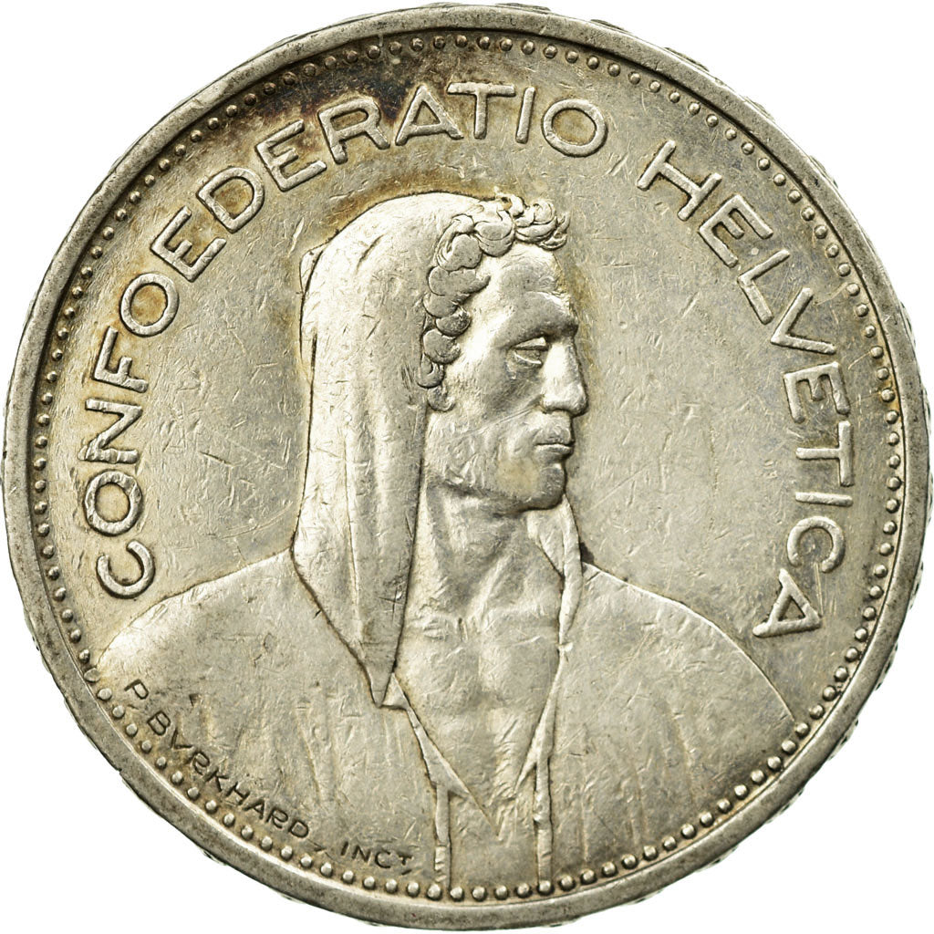 Coin, Switzerland, 5 Francs, 1933, Bern, AU(50-53), Silver, KM:40