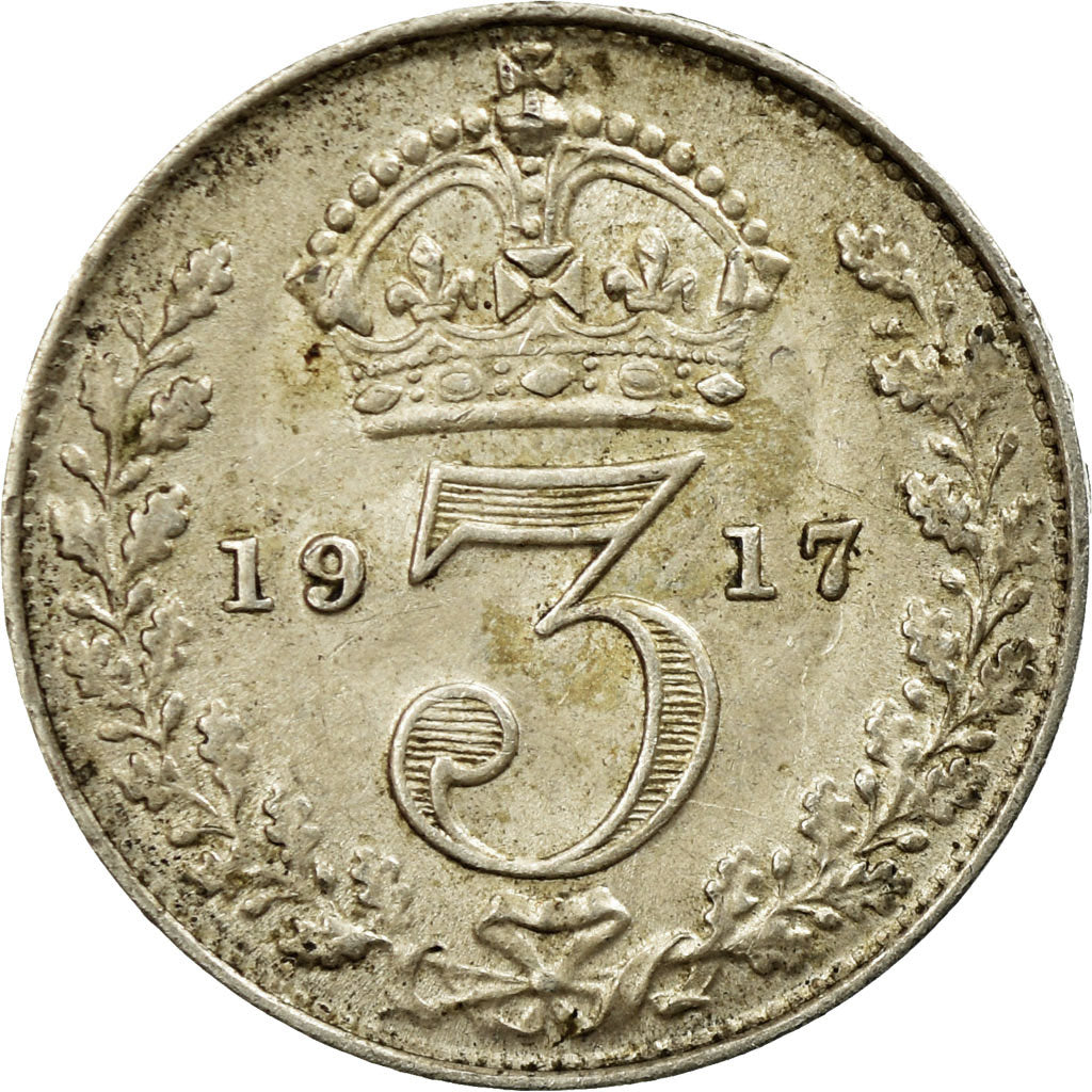 Coin, Great Britain, George V, 3 Pence, 1917, AU(55-58), Silver, KM:813
