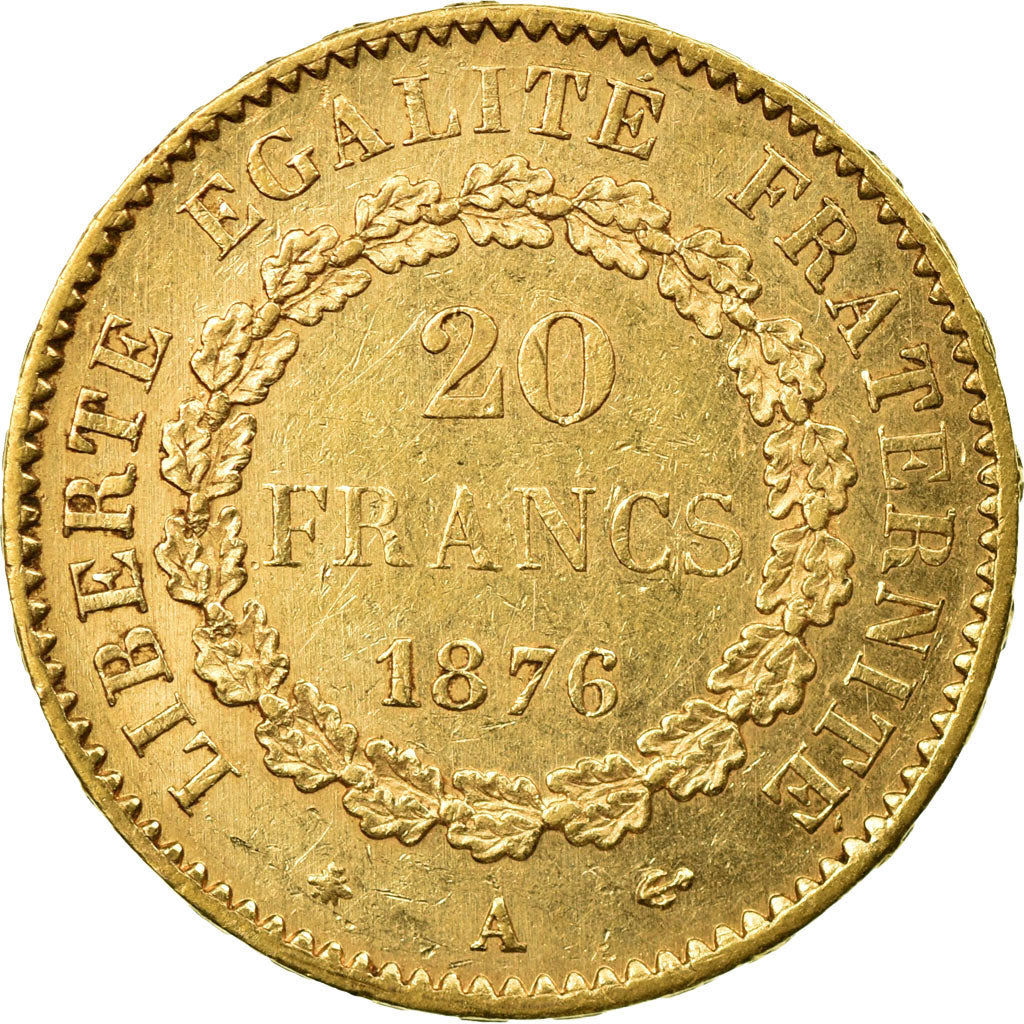 Munten, Frankrijk, Génie, 20 Francs, 1876, Paris, ZF+, Goud, KM:825