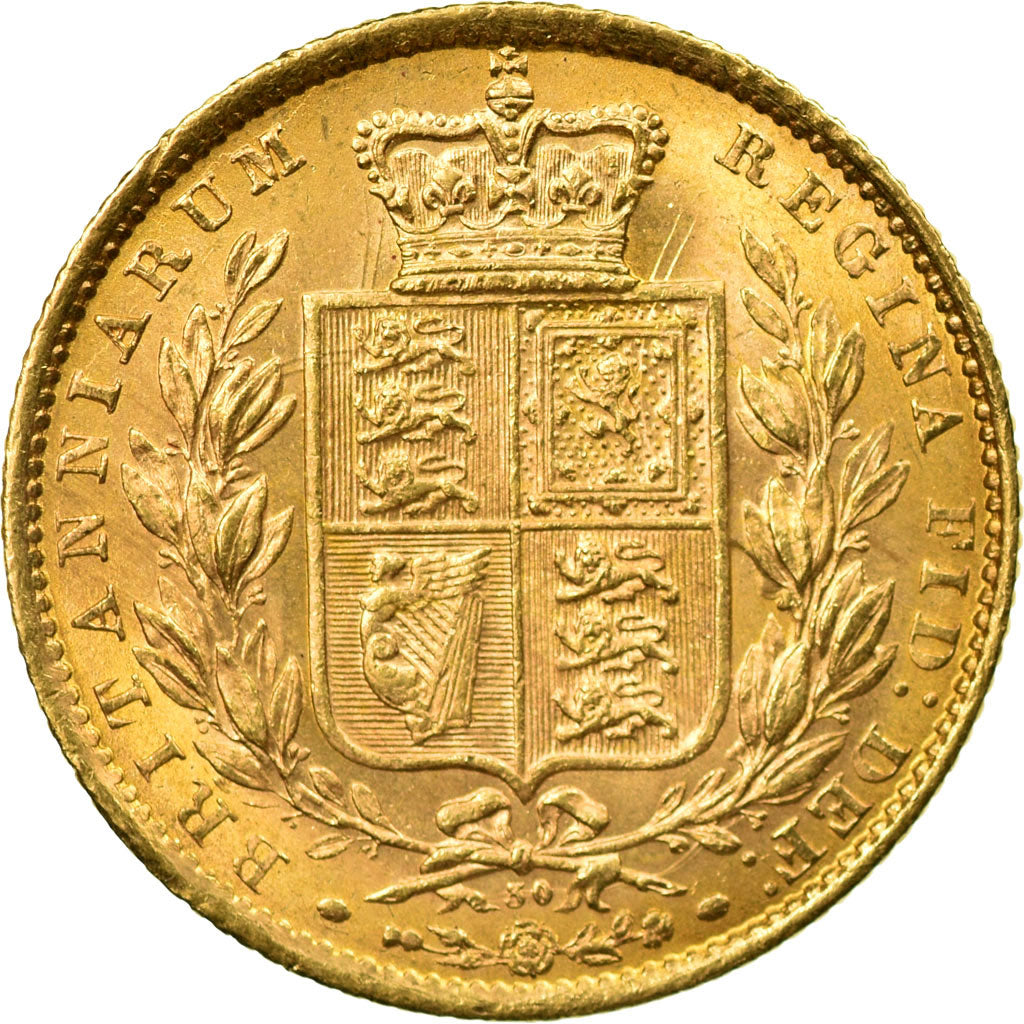 Coin, Great Britain, Victoria, Sovereign, 1871, MS(63), Gold, KM:736.2