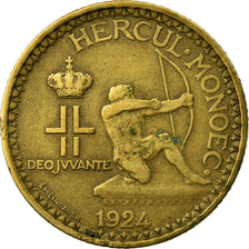 Moneda, Mónaco, Louis II, 2 Francs, 1924, Poissy, MBC, Aluminio - bronce