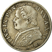 Coin,PAPAL STATES, Pius IX, 5 Soldi, 25 Centesimi, 1867, Rome, AU(50-53)