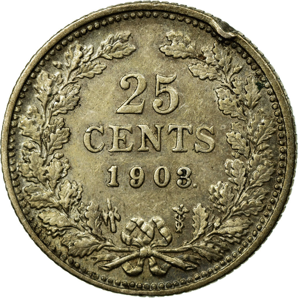 Monnaie, Pays-Bas, Wilhelmina I, 25 Cents, 1903, TB+, Argent, KM:120.2