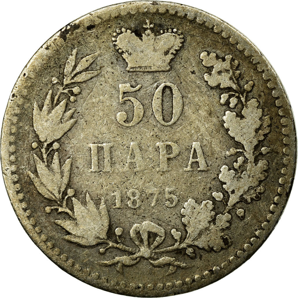 Coin, Serbia, Milan I, 50 Para, 1875, VF(30-35), Silver, KM:4