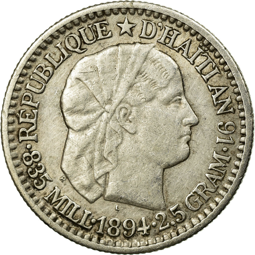 Coin, Haiti, 10 Centimes, 1894, AU(50-53), Silver, KM:44
