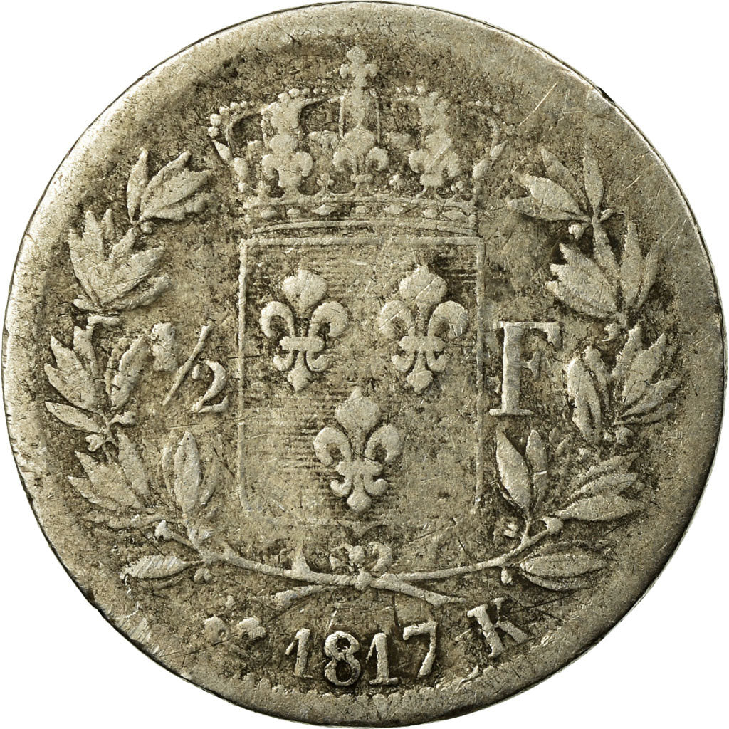 Coin, France, Louis XVIII, 1/2 Franc, 1817, Bordeaux, F(12-15)