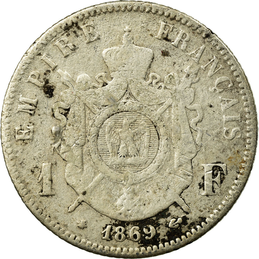 Coin, France, Napoleon III, Franc, 1869, Paris, F(12-15), Silver