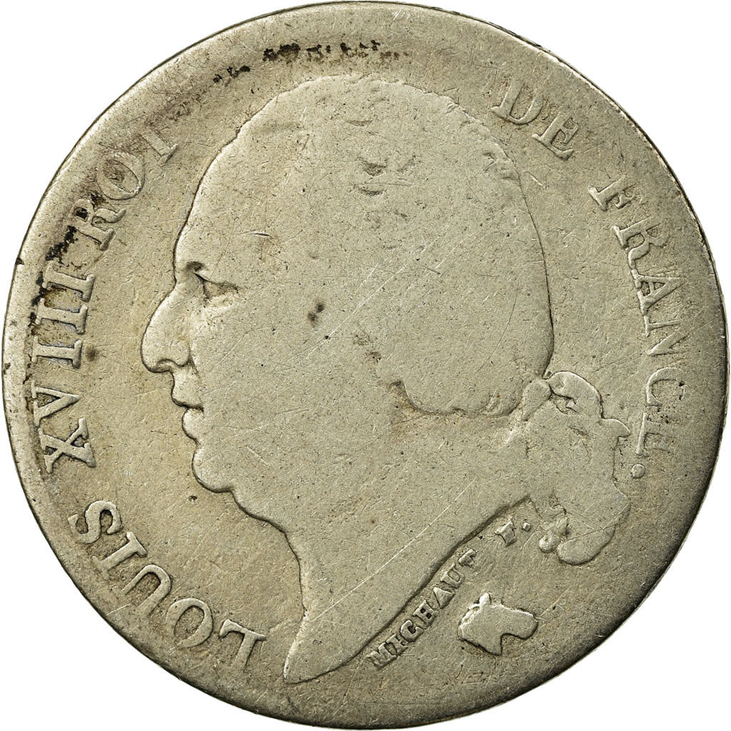Coin, France, Louis XVIII, Franc, 1822, Paris, F(12-15), Silver