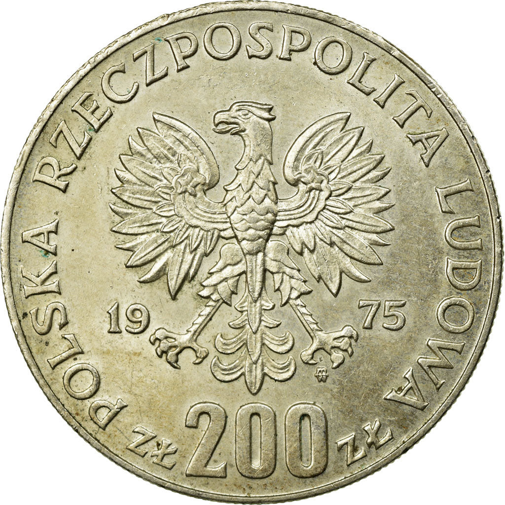 Coin, Poland, 200 Zlotych, 1975, Warsaw, AU(55-58), Silver, KM:79