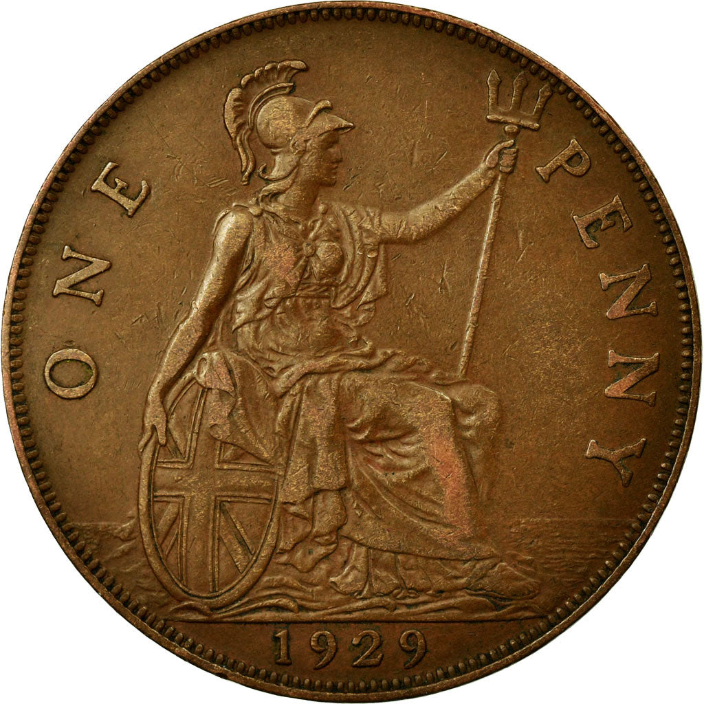 Coin, Great Britain, George V, Penny, 1929, AU(50-53), Bronze, KM:838
