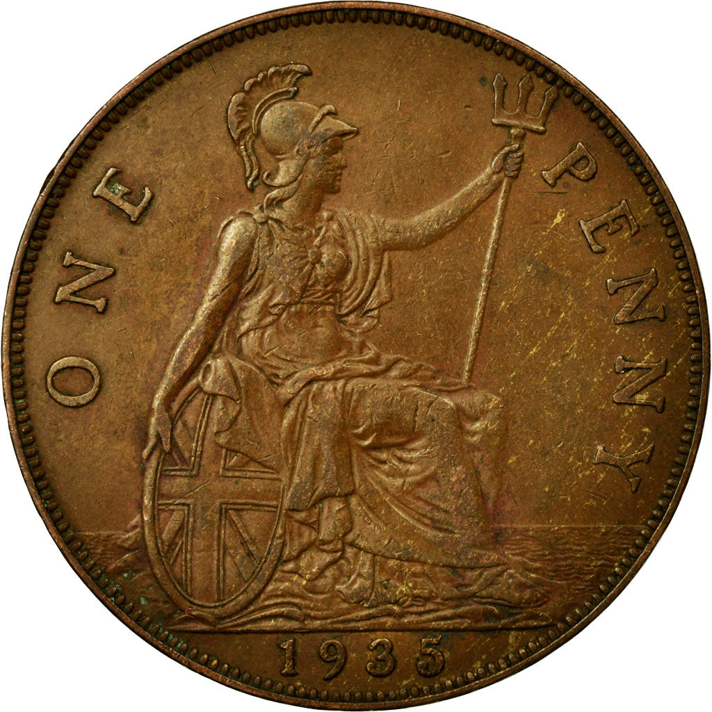 Coin, Great Britain, George V, Penny, 1935, AU(50-53), Bronze, KM:838