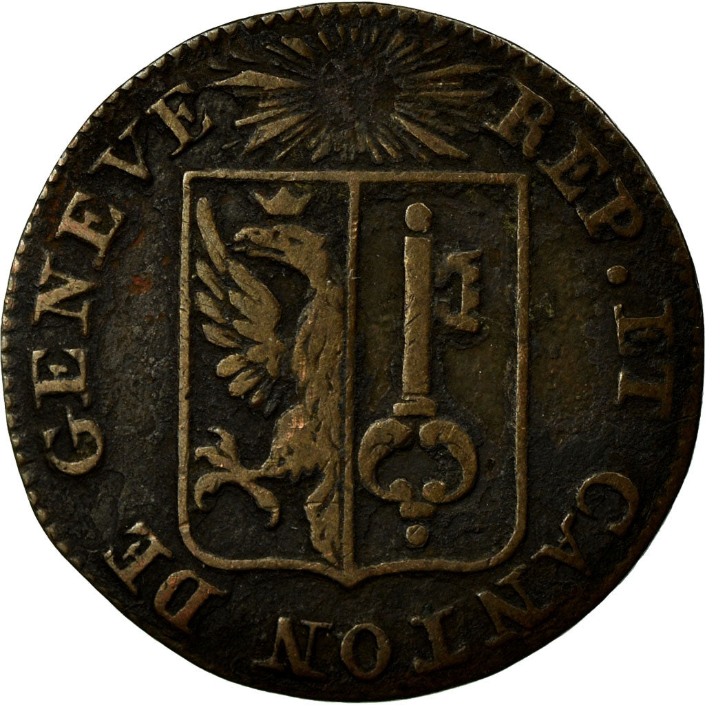 Coin, SWISS CANTONS, GENEVA, Sol, 1825, Genève, EF(40-45), Billon, KM:120