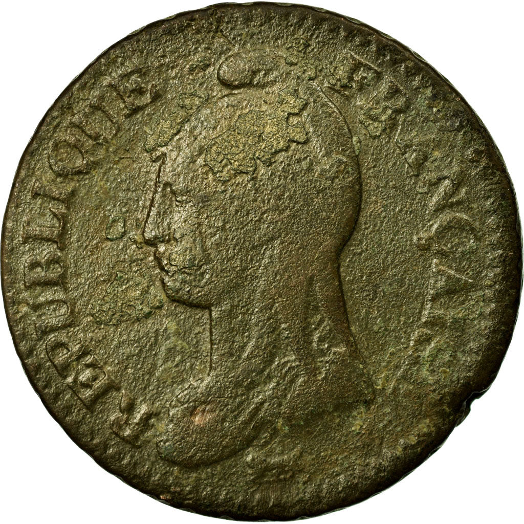 Coin, France, Dupré, Decime, AN 8, Strasbourg, F(12-15), Bronze, KM:644.4