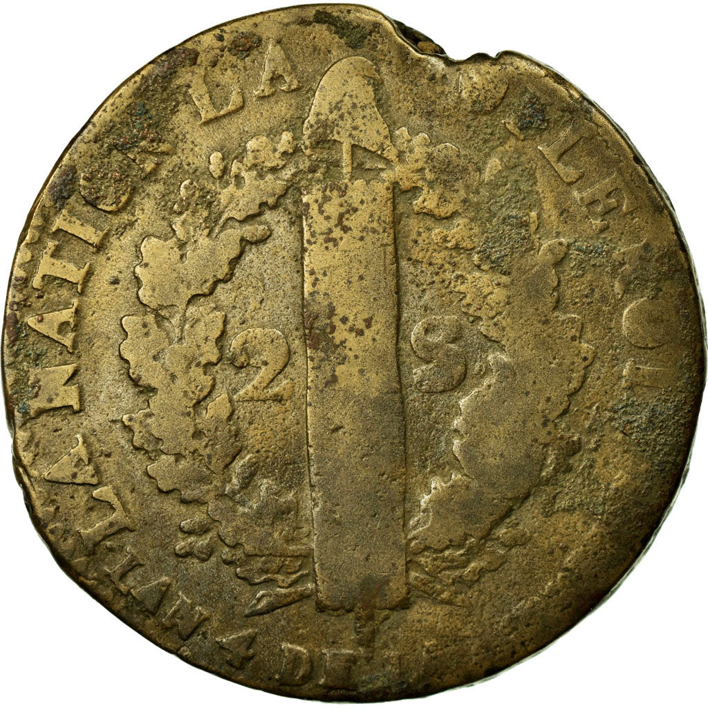 Monnaie, France, Louis XVI, 2 Sols, 1792, Arras, B, Cuivre, Gadoury:25