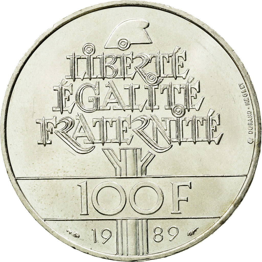 Coin, France, Droits de l'Homme, 100 Francs, 1989, Paris, AU(55-58), Silver