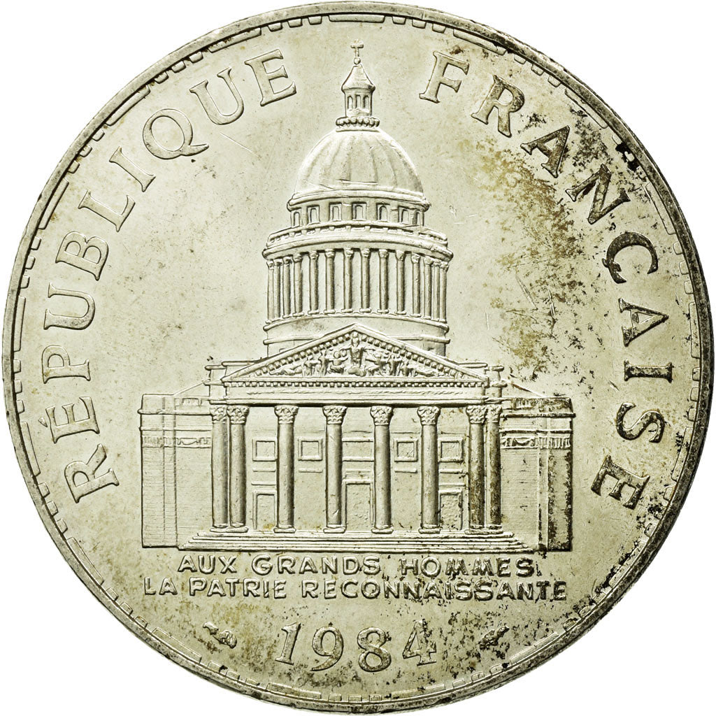 Moeda, França, Panthéon, 100 Francs, 1984, Paris, AU(55-58), Prata, KM:951.1