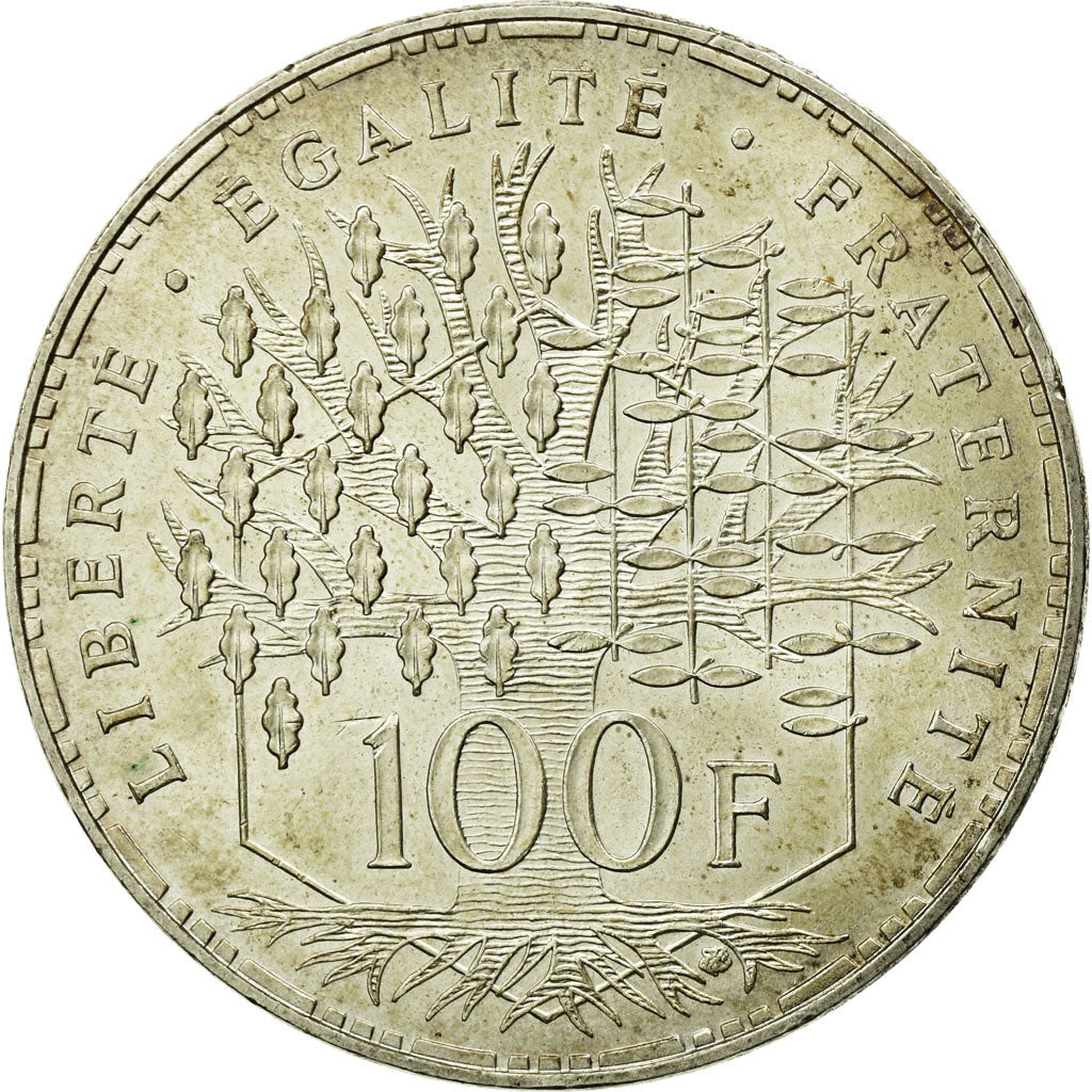 Moeda, França, Panthéon, 100 Francs, 1984, Paris, AU(55-58), Prata, KM:951.1