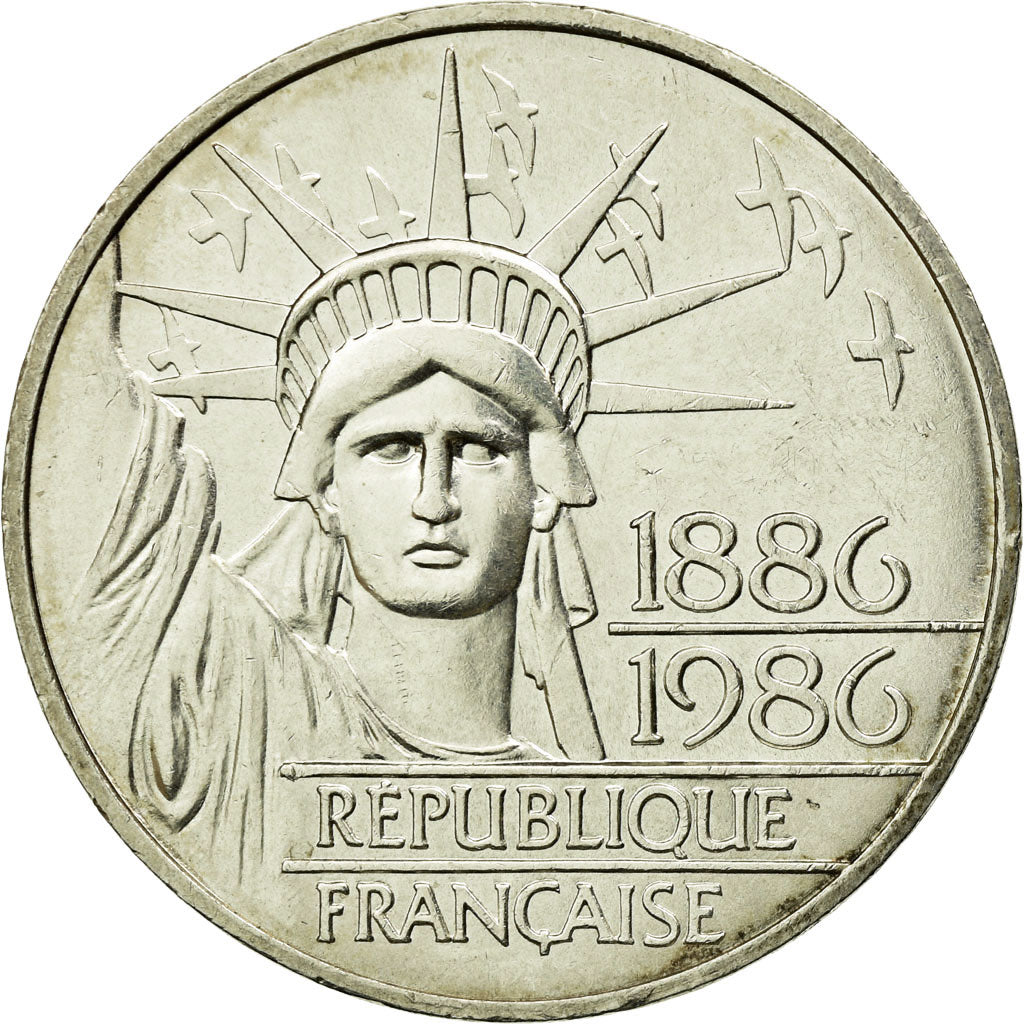 Coin, France, Statue de la Liberté, 100 Francs, 1986, Paris, AU(55-58), Silver