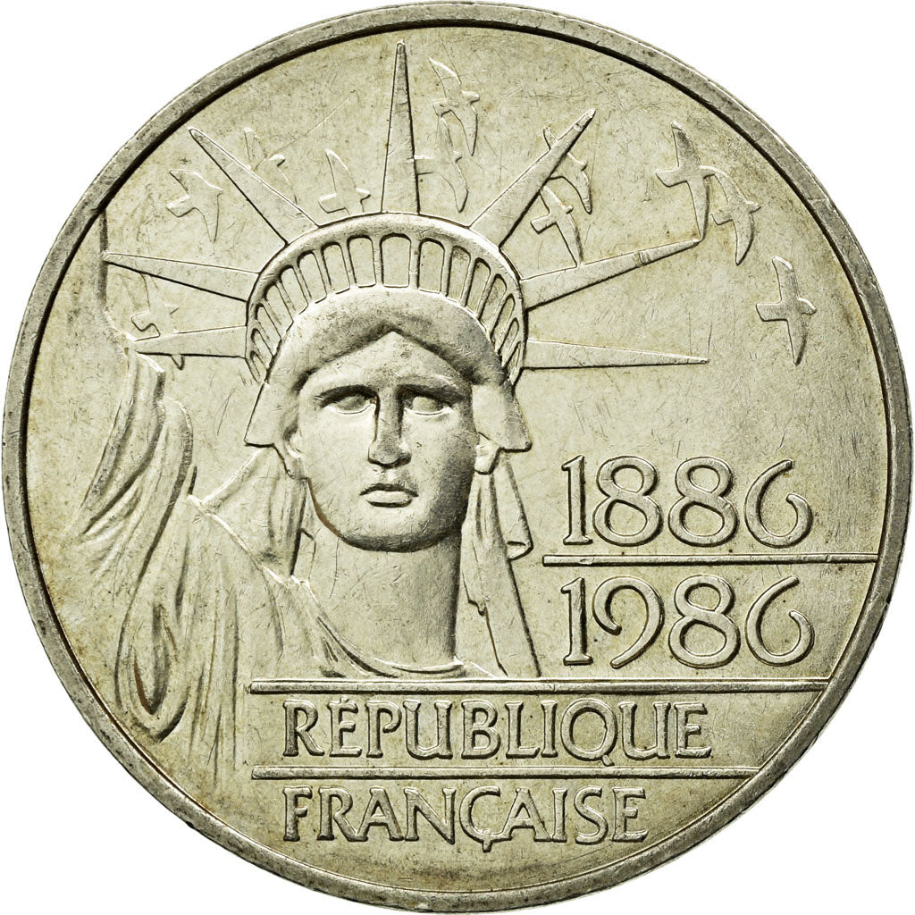 Coin, France, Statue de la Liberté, 100 Francs, 1986, Paris, AU(55-58), Silver