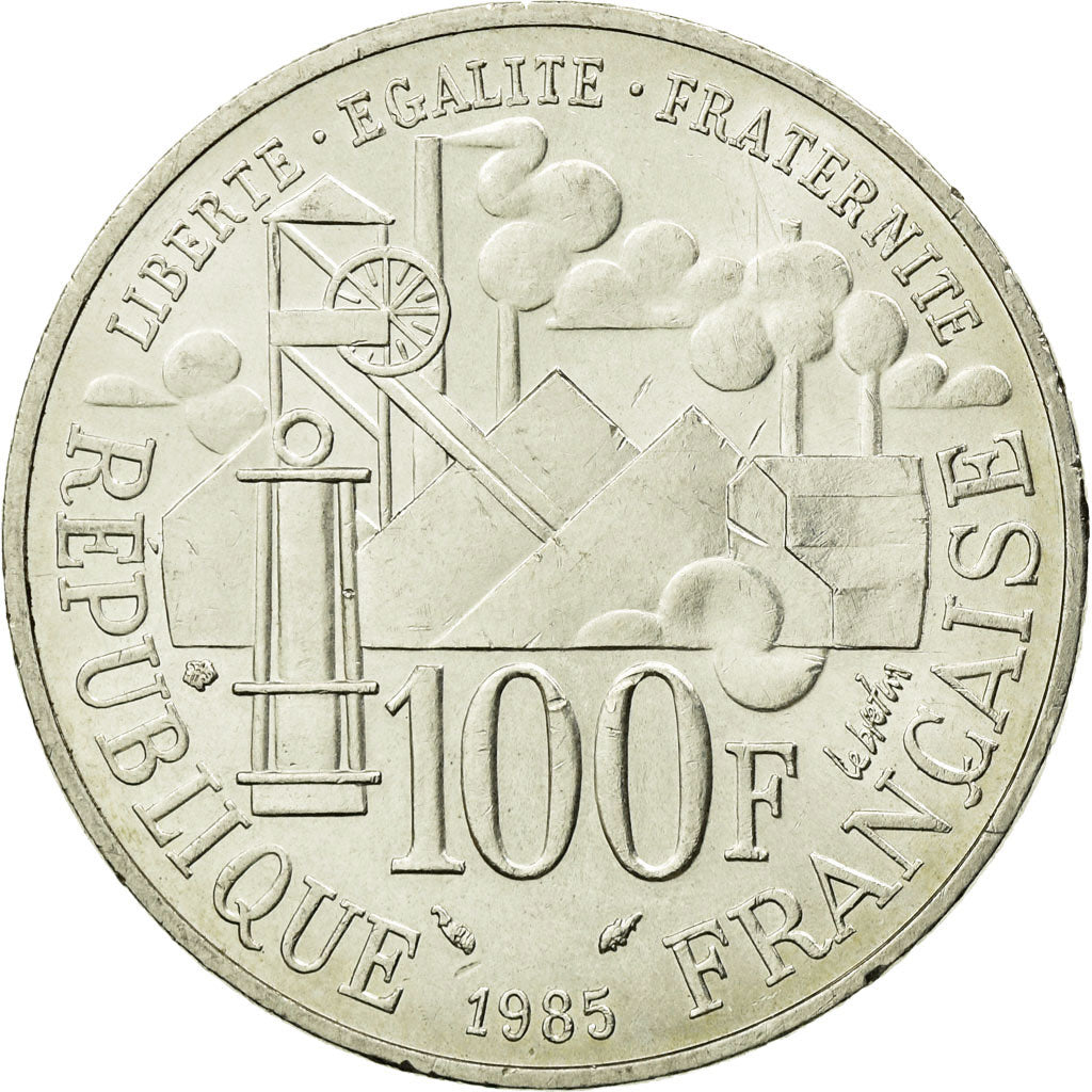 Coin, France, Germinal, 100 Francs, 1985, Paris, AU(55-58), Silver, KM:957