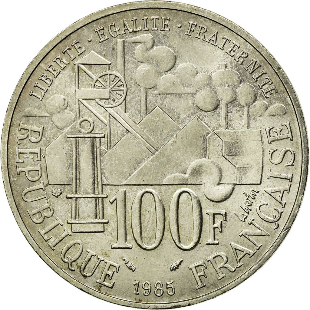 Coin, France, Germinal, 100 Francs, 1985, Paris, AU(55-58), Silver, KM:957