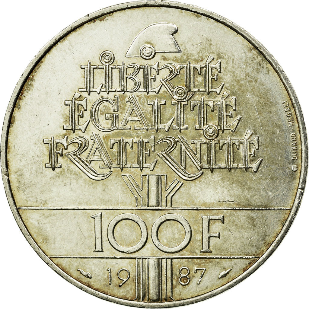 Coin, France, Lafayette, 100 Francs, 1987, Paris, AU(55-58), Silver, KM:962