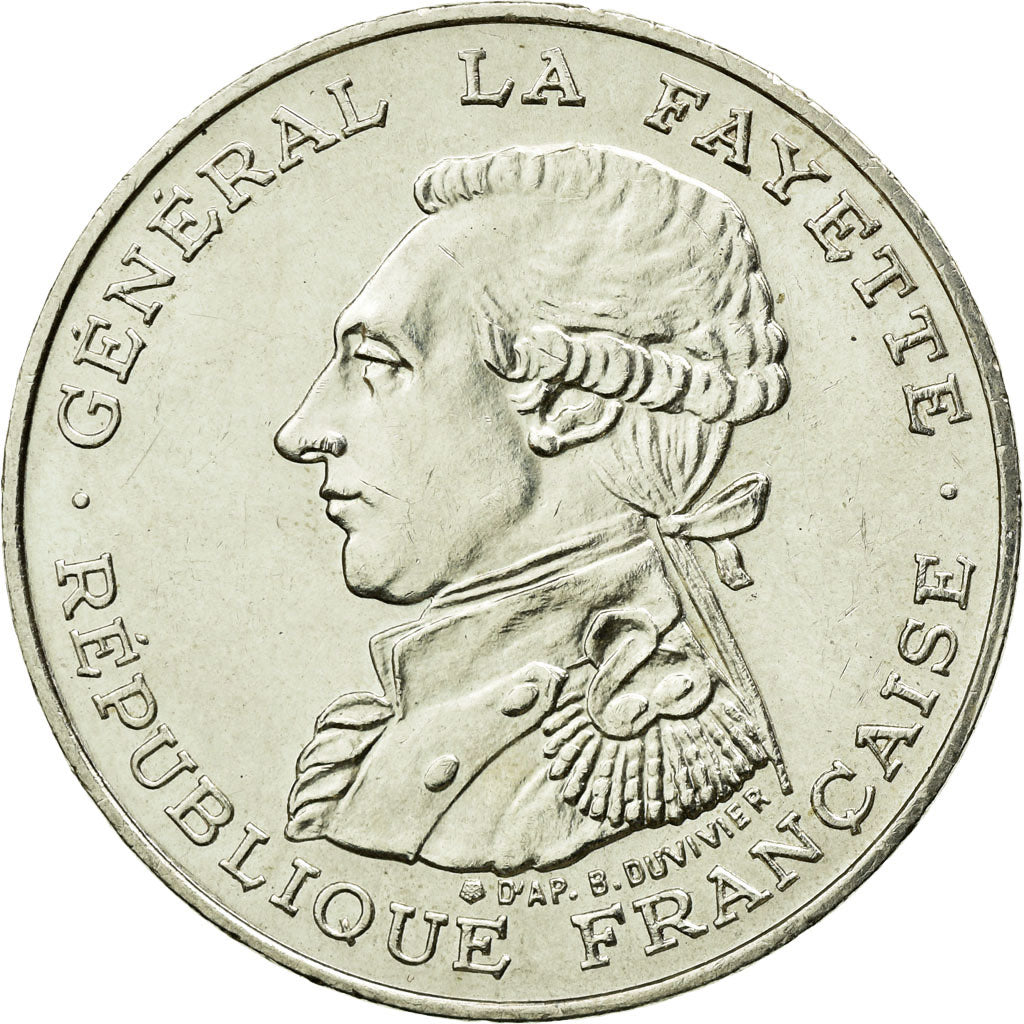 Moeda, França, Lafayette, 100 Francs, 1987, Paris, AU(55-58), Prata, KM:962