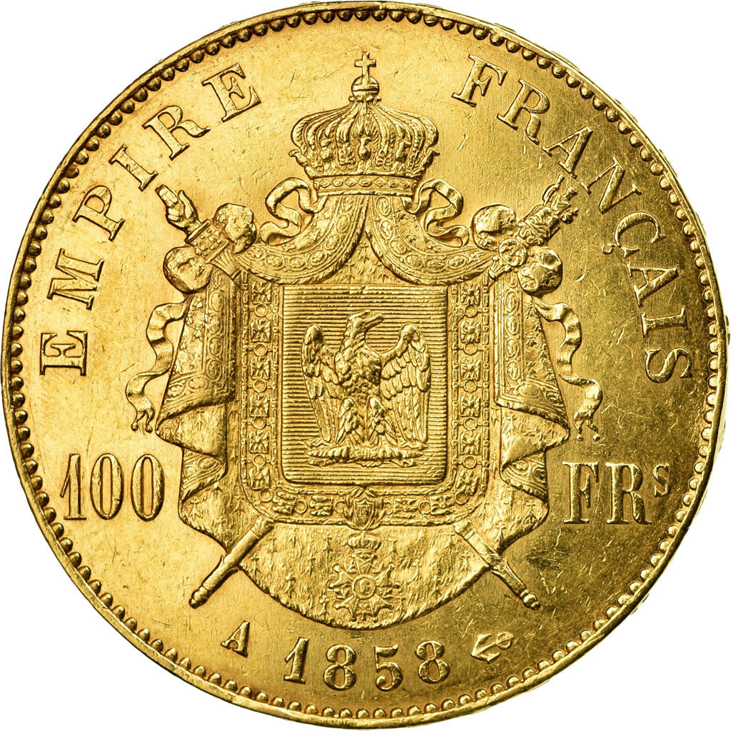 Moeda, França, Napoleon III,100 Francs, 1858, Paris, AU(50-53)