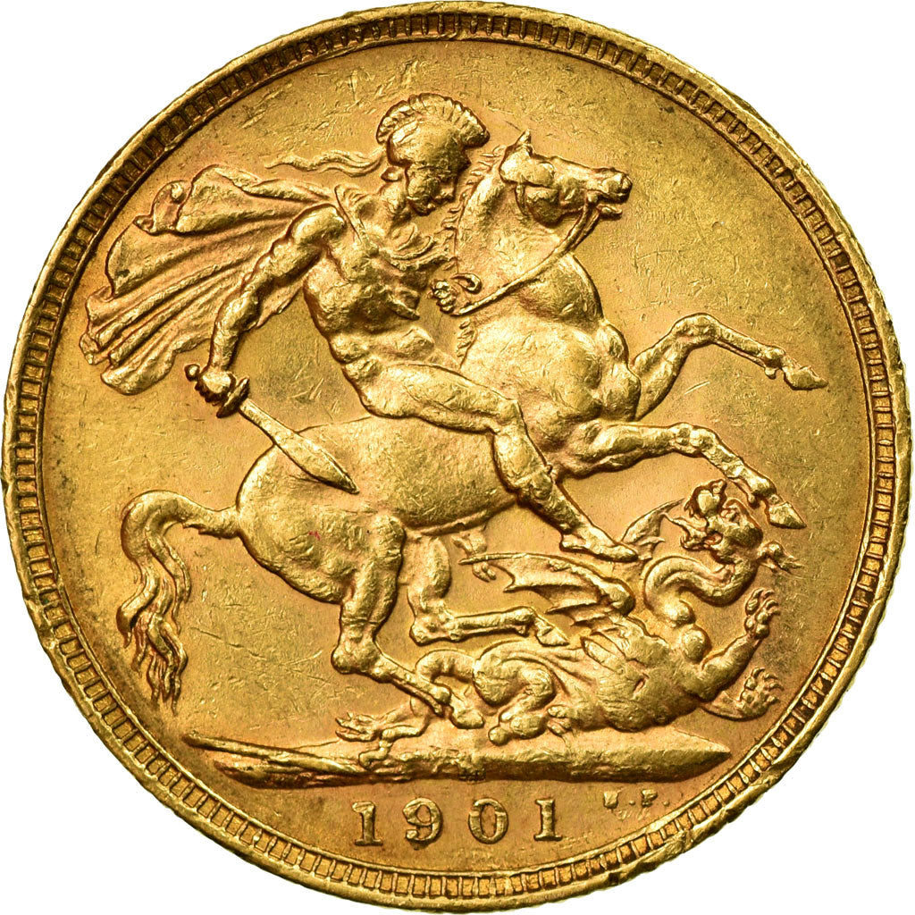 Munten, Australië, Victoria, Sovereign, 1901, Melbourne, ZF+, Goud, KM:13