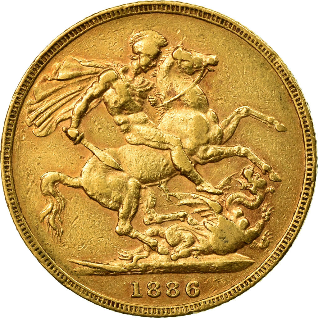 Coin, Australia, Victoria, Sovereign, 1886, Melbourne, EF(40-45), Gold, KM:7