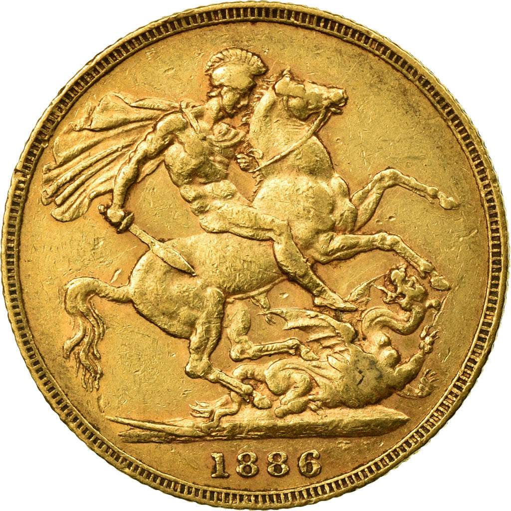 Coin, Australia, Victoria, Sovereign, 1886, Melbourne, EF(40-45), Gold, KM:7