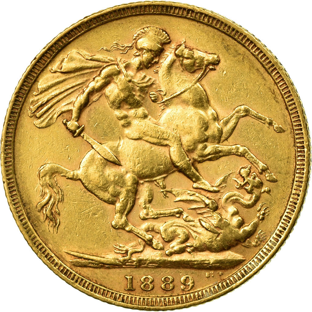 Coin, Great Britain, Victoria, Sovereign, 1889, EF(40-45), Gold, KM:767