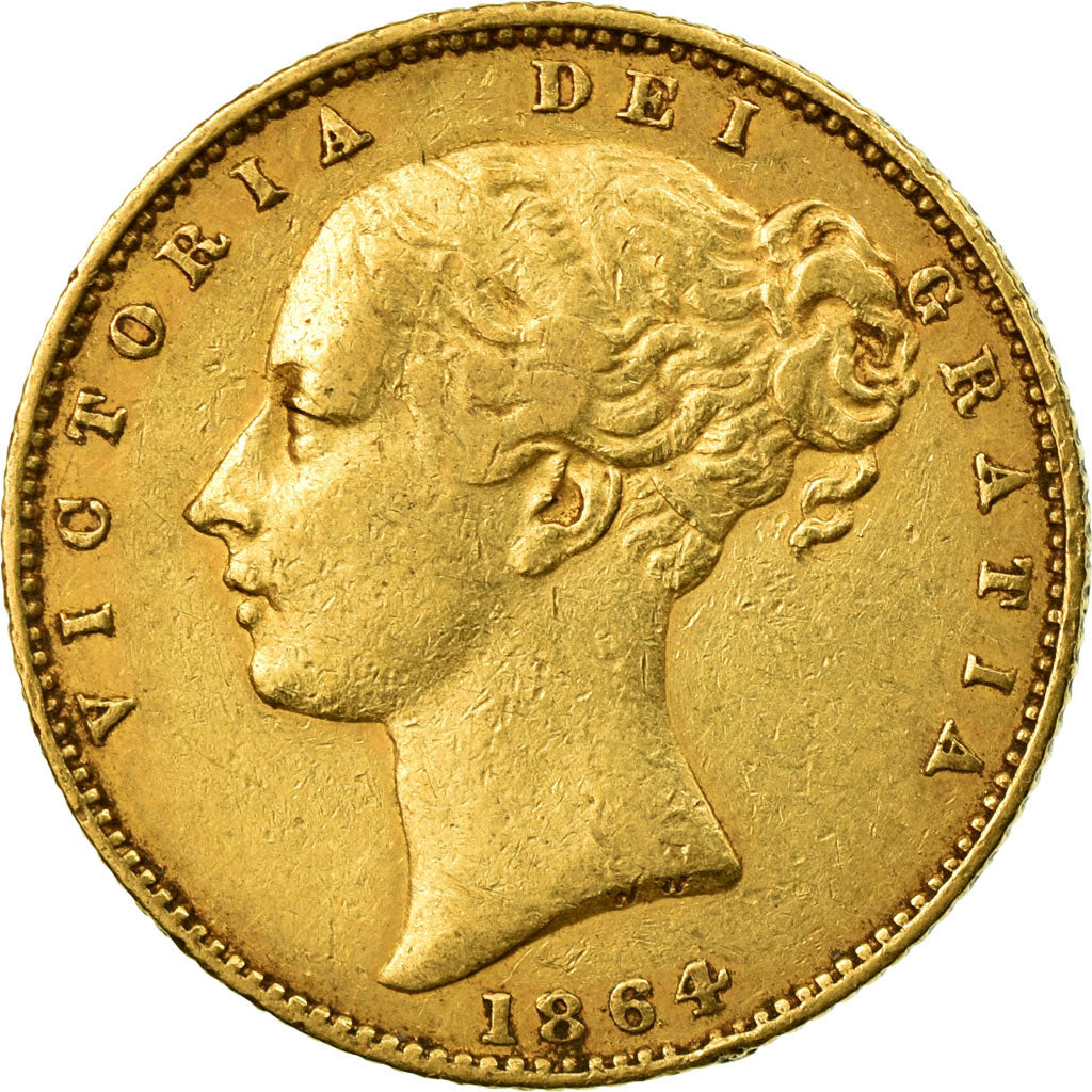 Monnaie, Grande-Bretagne, Victoria, Sovereign, 1864, TTB+, Or, KM:736.2