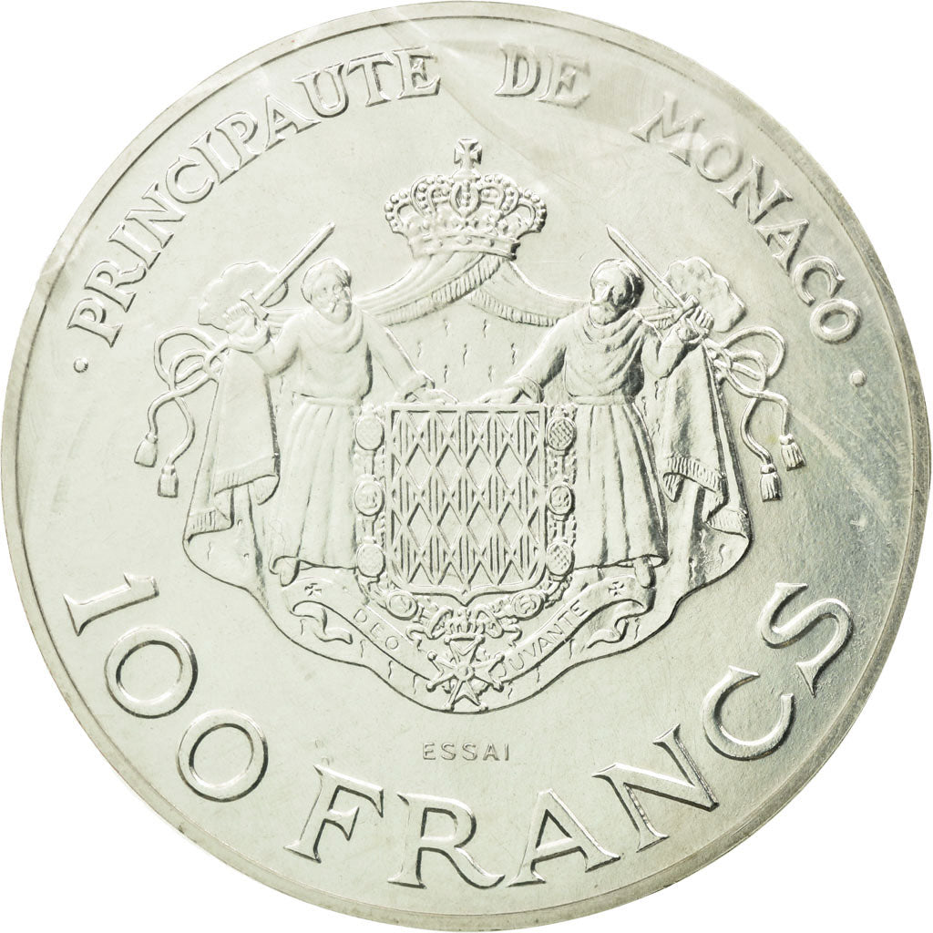 Coin, Monaco, 100 Francs, 1982, ESSAI, MS(65-70), Silver, KM:E75, Gadoury:MC163