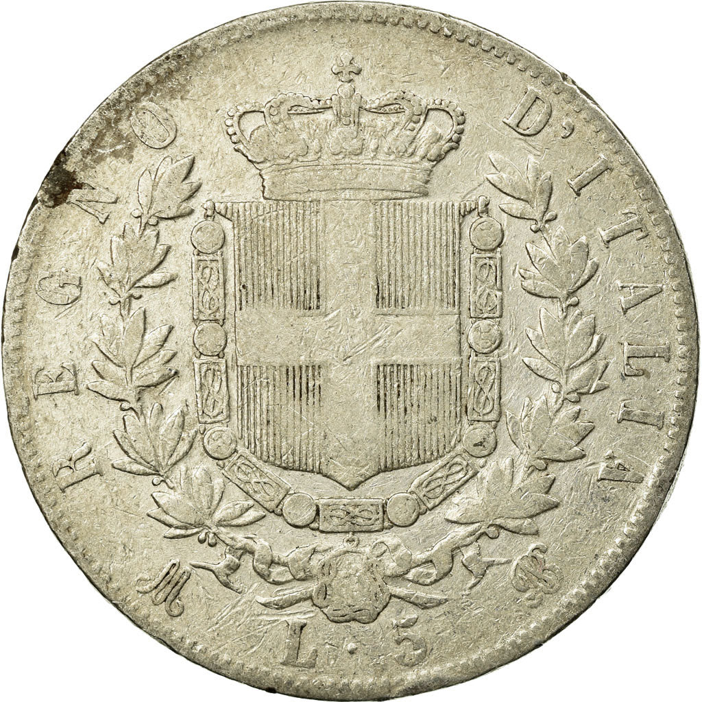 Coin, Italy, Vittorio Emanuele II, 5 Lire, 1874, Milan, VF(30-35), Silver