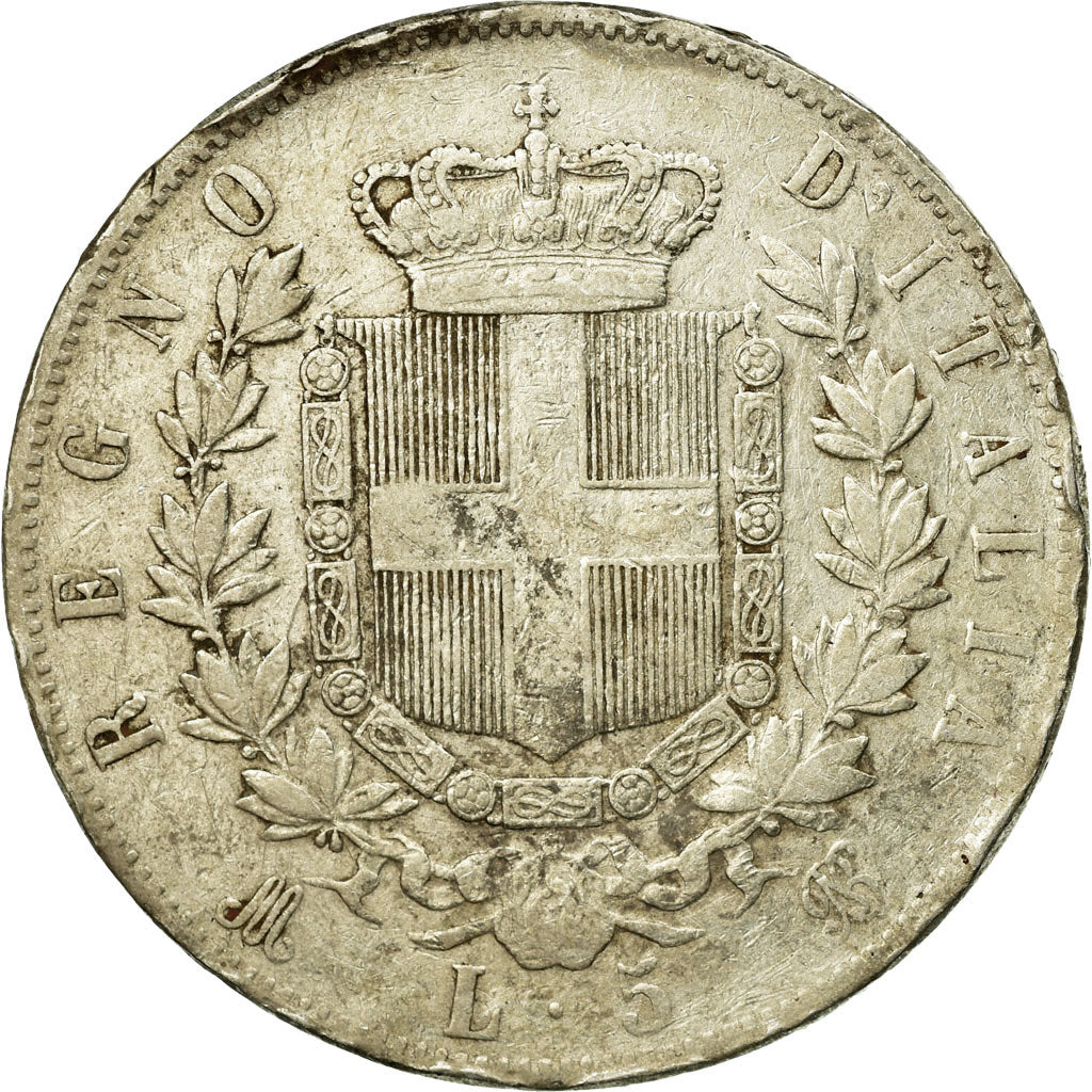 Coin, Italy, Vittorio Emanuele II, 5 Lire, 1875, Milan, VF(30-35), Silver