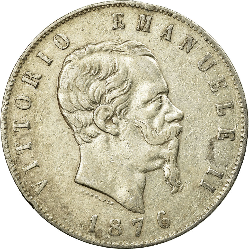 Moneta, Włochy, Vittorio Emanuele II, 5 Lire, 1876, Rome, EF(40-45), Srebro