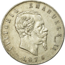 Moneta, Włochy, Vittorio Emanuele II, 5 Lire, 1876, Rome, EF(40-45), Srebro