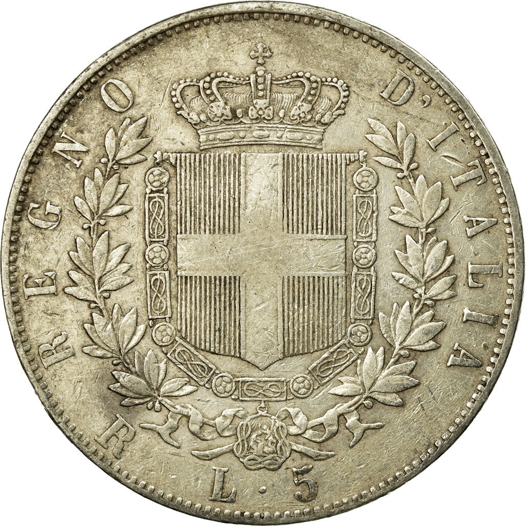 Moneta, Włochy, Vittorio Emanuele II, 5 Lire, 1876, Rome, EF(40-45), Srebro