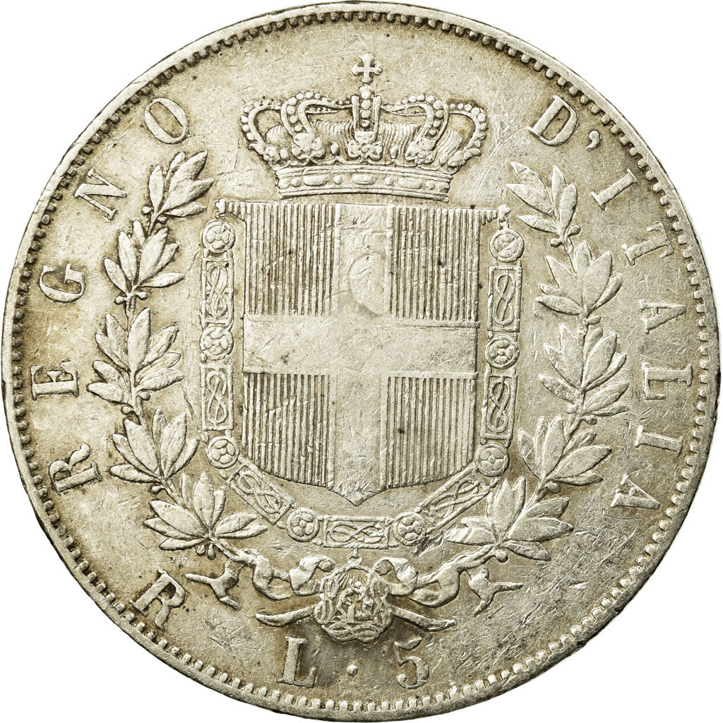 Moneta, Włochy, Vittorio Emanuele II, 5 Lire, 1876, Rome, EF(40-45), Srebro