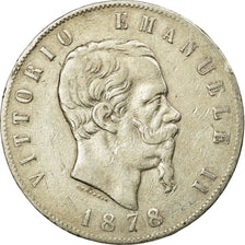 Coin, Italy, Vittorio Emanuele II, 5 Lire, 1878, Rome, EF(40-45), Silver, KM:8.4